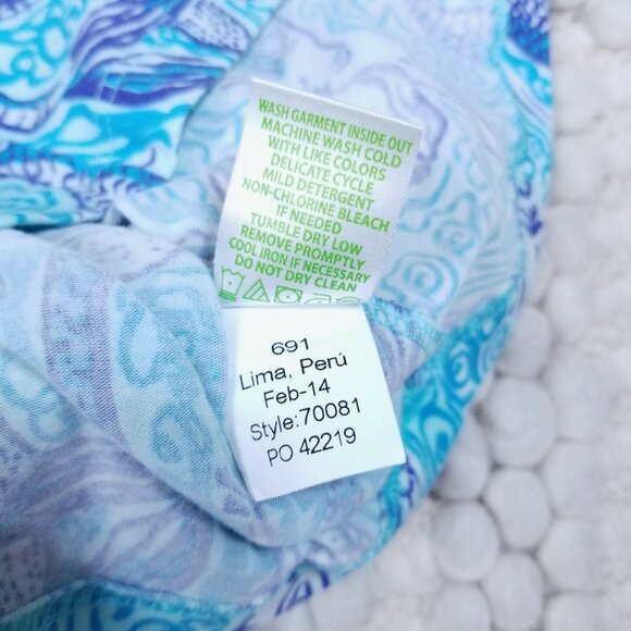 Lilly Pulitzer Short Sleeve Tee Nice Tail Mermaids Blue Sz Extra Small - Picture 9 of 9